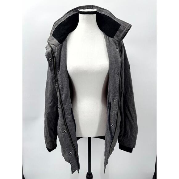 Vans Parka Jacket Women's M Gray Lined Faux Fur Trim‎ Hooded Mock Neck Full Zip - Picture 2 of 9